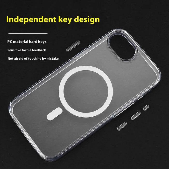 For iPhone 17e / 16e Magnetic Case TPU + PC Clear Phone Back Cover 2mm Thickness - 2