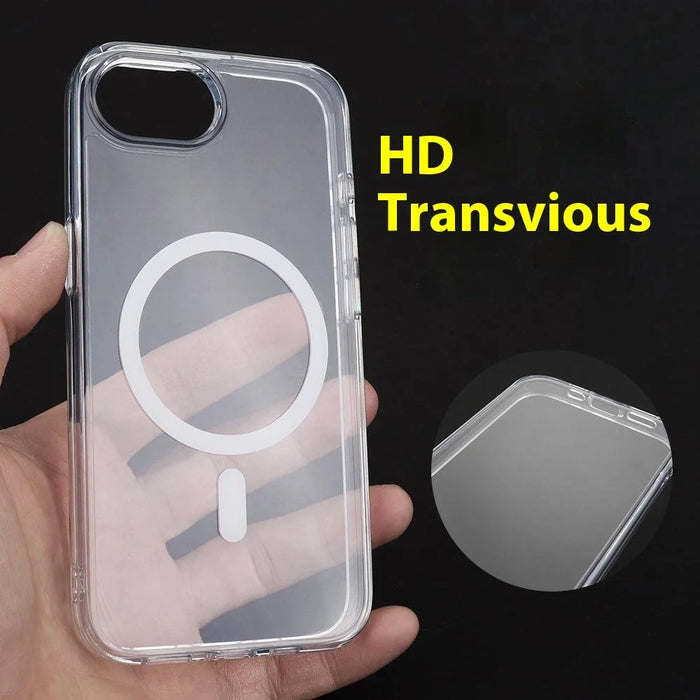 For iPhone 17e / 16e Magnetic Case TPU + PC Clear Phone Back Cover 2mm Thickness - 4