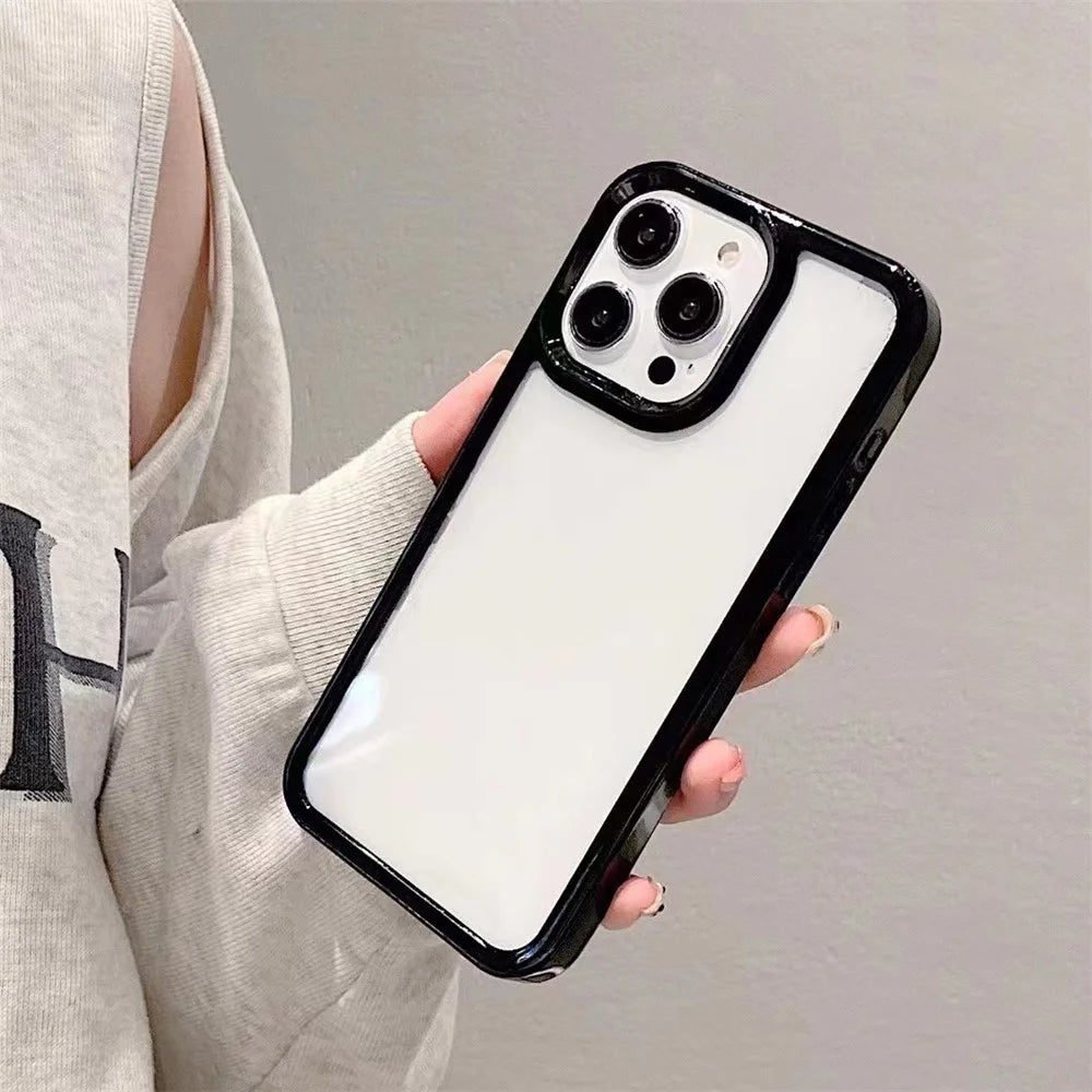 For iPhone 16 Pro Shockproof Case TPU + Acrylic Clear Phone Back Cover - Black - 1