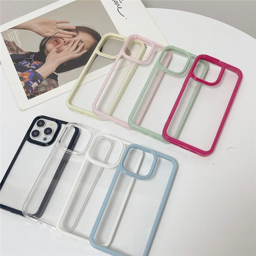 For iPhone 16 Pro Shockproof Case TPU + Acrylic Clear Phone Back Cover - Black - 3