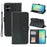 For Samsung Galaxy A06 4G Case Anti Scratch Splicing Imprinted Rhombus Leather Phone Cover - Black - 1