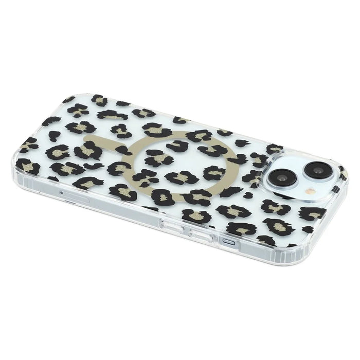 iPhone 15 Magnetic Case Leopard Print Design TPU PC Double Layer Electroplated Anti Yellow Shockproof Corner - 5