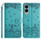 For Samsung Galaxy S25 Edge Case with Wrist Strap Leather Phone Cover Wall Cats Pattern - Green - 1