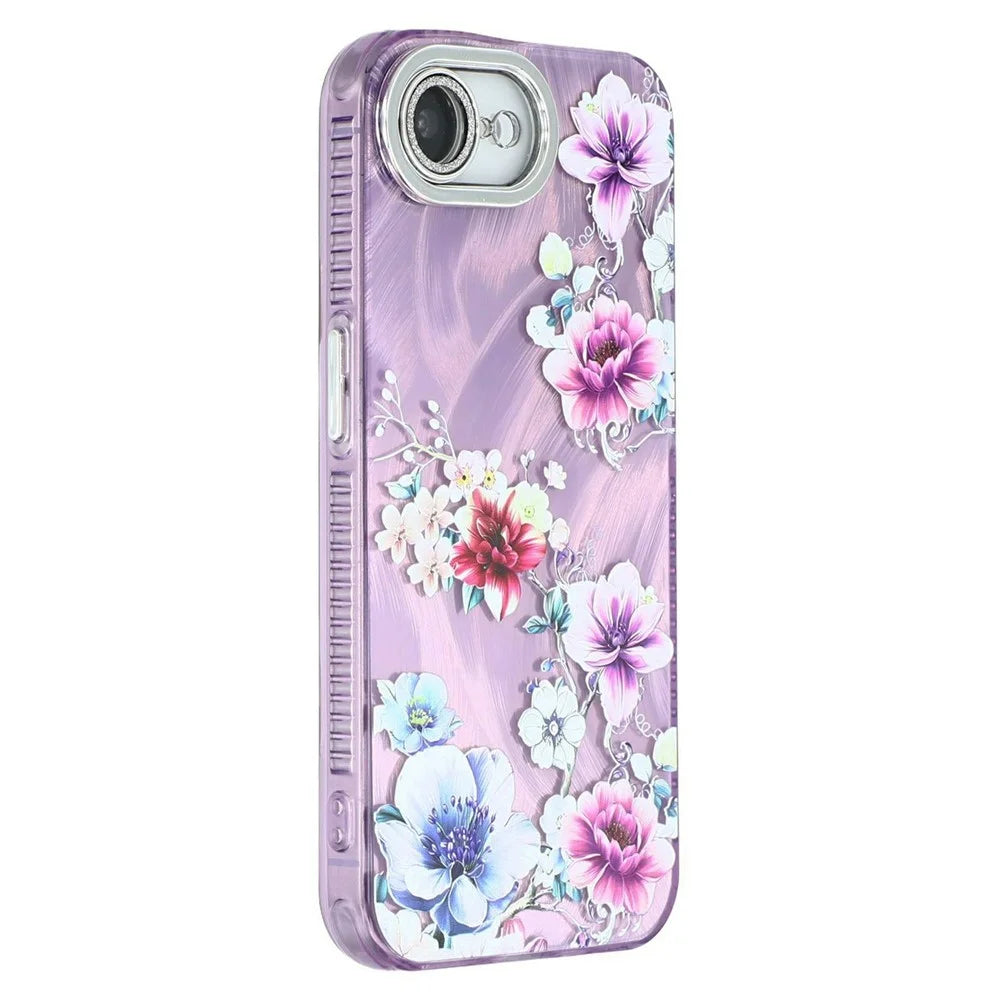 For iPhone 17e / 16e Case with Glass Lens Film Electroplated IMD TPU+PC Phone Back Cover - FL1 - 1