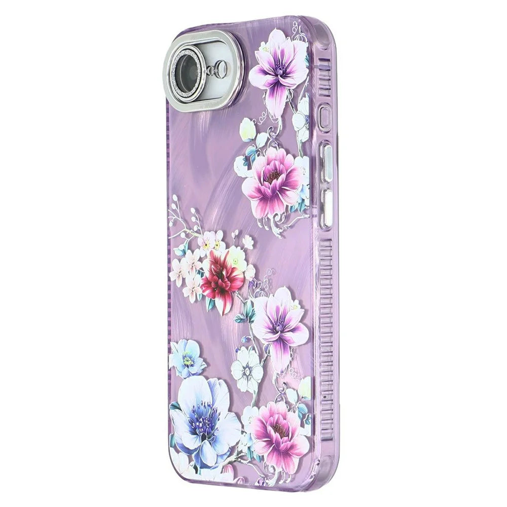 For iPhone 17e / 16e Case with Glass Lens Film Electroplated IMD TPU+PC Phone Back Cover - FL1 - 4