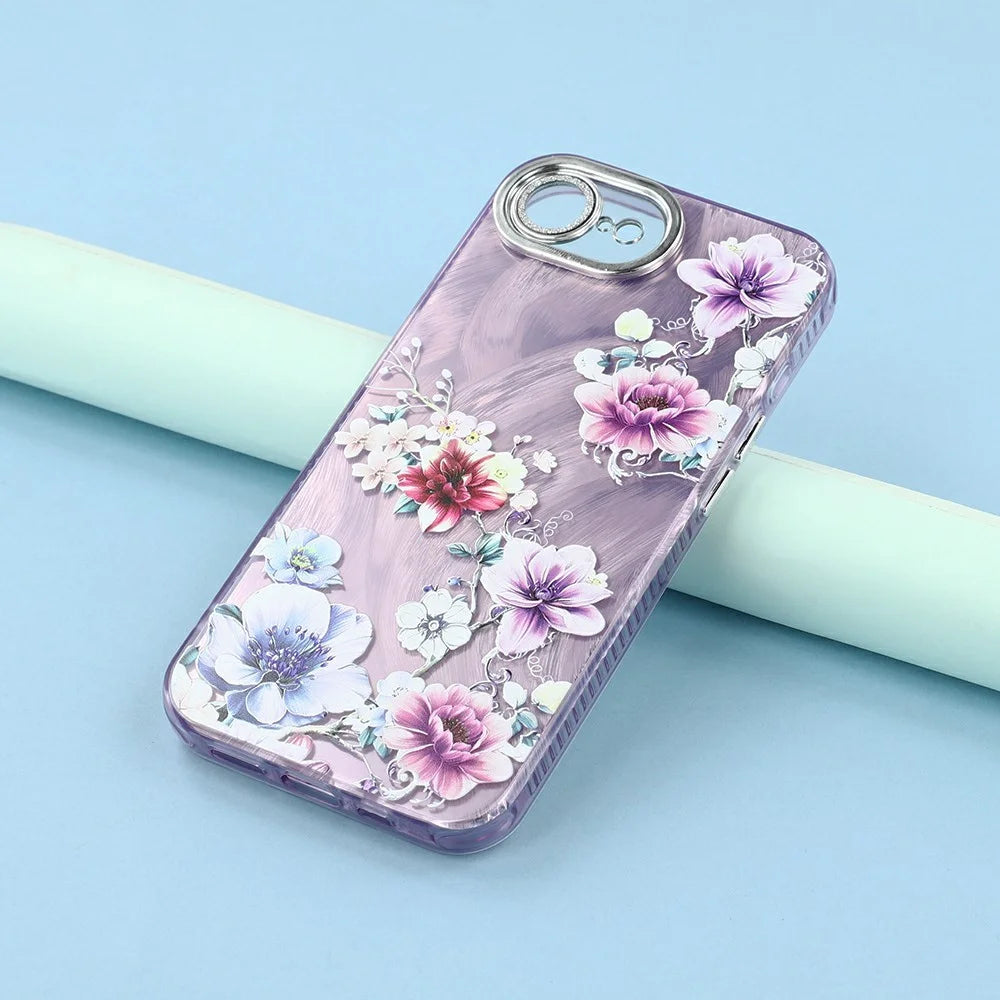 For iPhone 17e / 16e Case with Glass Lens Film Electroplated IMD TPU+PC Phone Back Cover - FL1 - 6