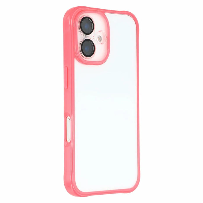 For iPhone 16 TPU + Acrylic Phone Case Anti Drop Back Cover with Built-In Glass Lens Protector - Red - 1