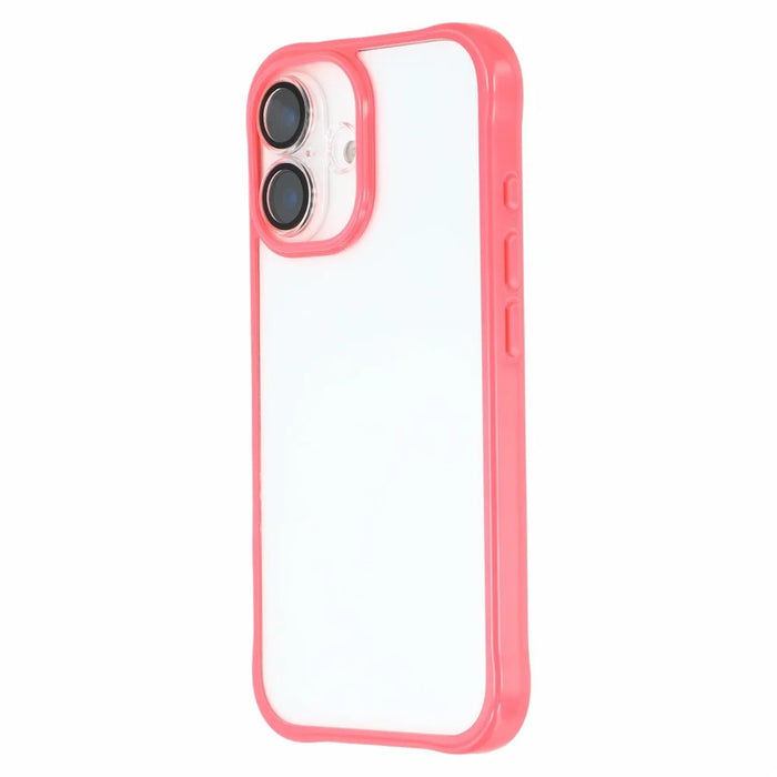 For iPhone 16 TPU + Acrylic Phone Case Anti Drop Back Cover with Built-In Glass Lens Protector - Red - 4
