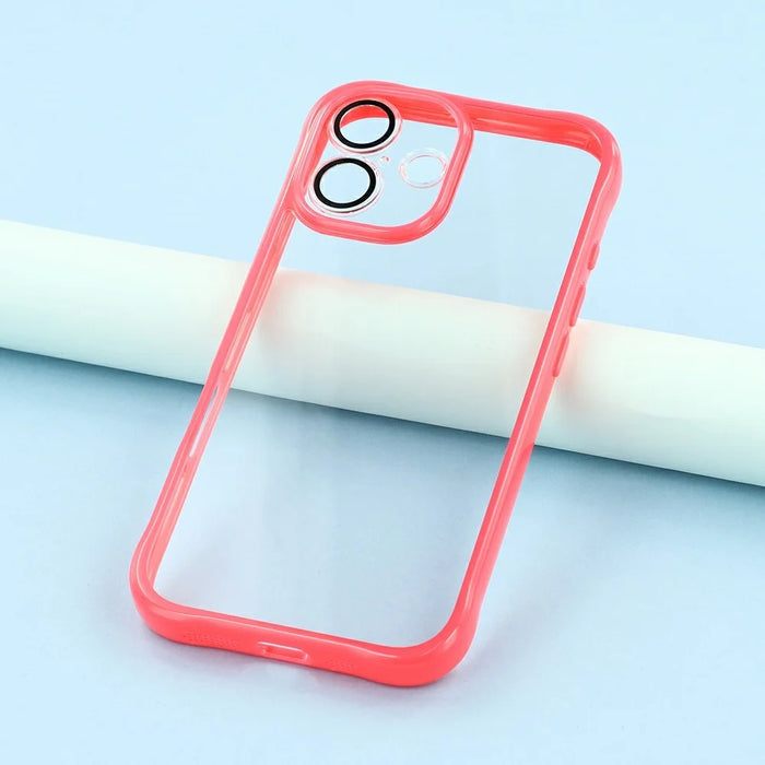 For iPhone 16 TPU + Acrylic Phone Case Anti Drop Back Cover with Built-In Glass Lens Protector - Red - 7