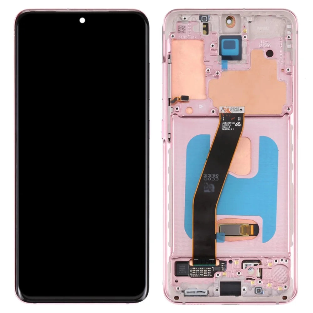 For Samsung Galaxy S20 4G G980 / S20 5G G981 OEM Grade S AMOLED Screen and Digitizer Assembly + Frame (Without Logo) - Pink - 1