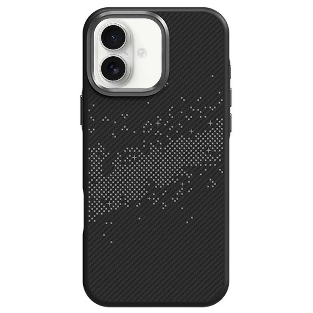 For iPhone 16 Plus Case Compatible with MagSafe Milky Way Pattern TPU + PC Anti Fingerprint Phone Back Cover - Grey - 1