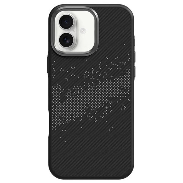 For iPhone 16 Plus Case Compatible with MagSafe Milky Way Pattern TPU + PC Anti Fingerprint Phone Back Cover - Grey - 1
