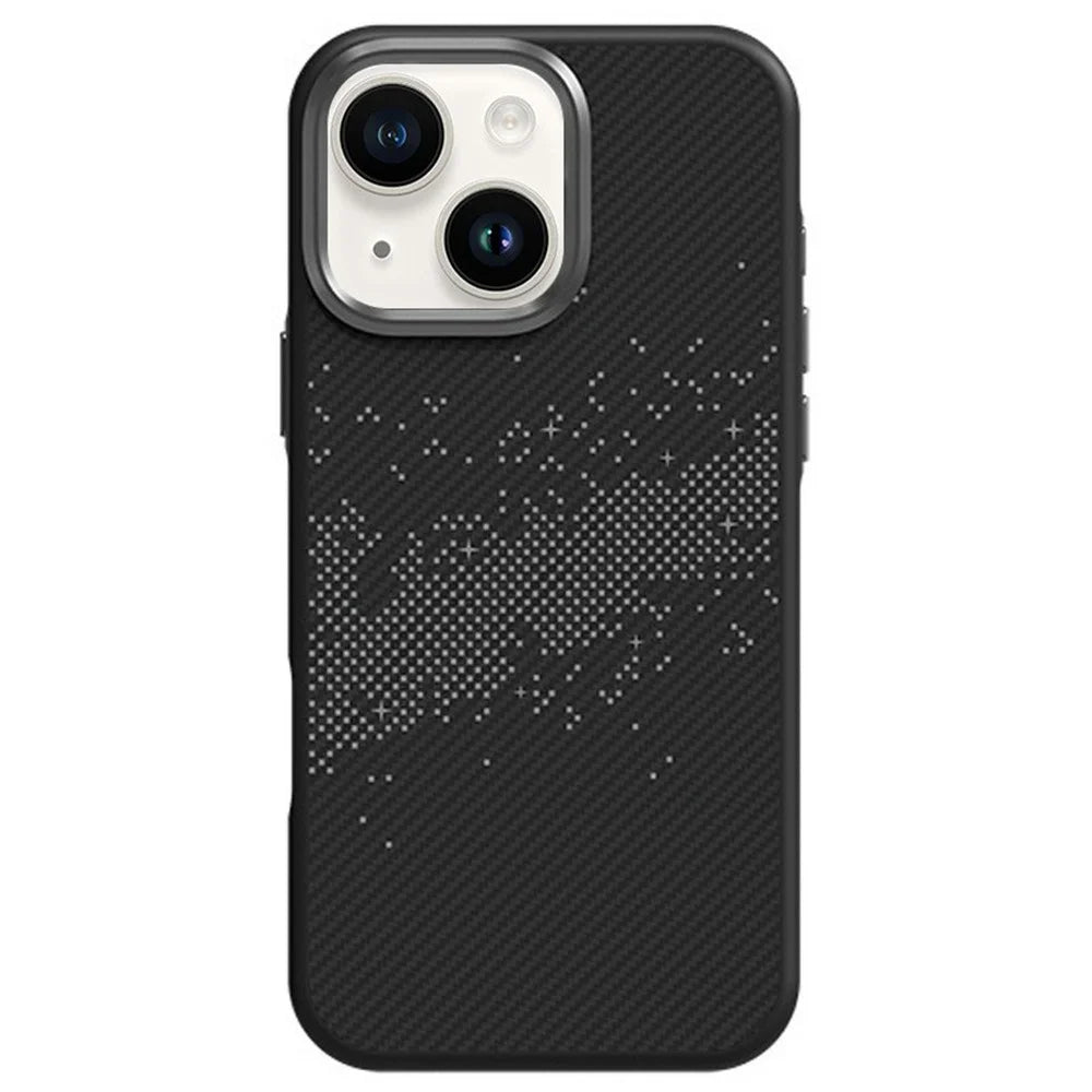 For iPhone 14 / 13 Case Compatible with MagSafe Milky Way Pattern TPU + PC Anti Fingerprint Phone Back Cover - Grey - 1