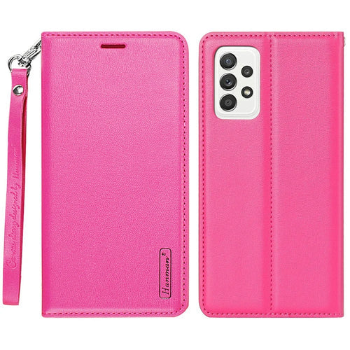 HANMAN Minuo Series for Samsung Galaxy A52s 5G / A52 5G / 4G Anti-scratch PU Leather Case Folio Flip Stand Wallet Phone Cover - Rose - 1