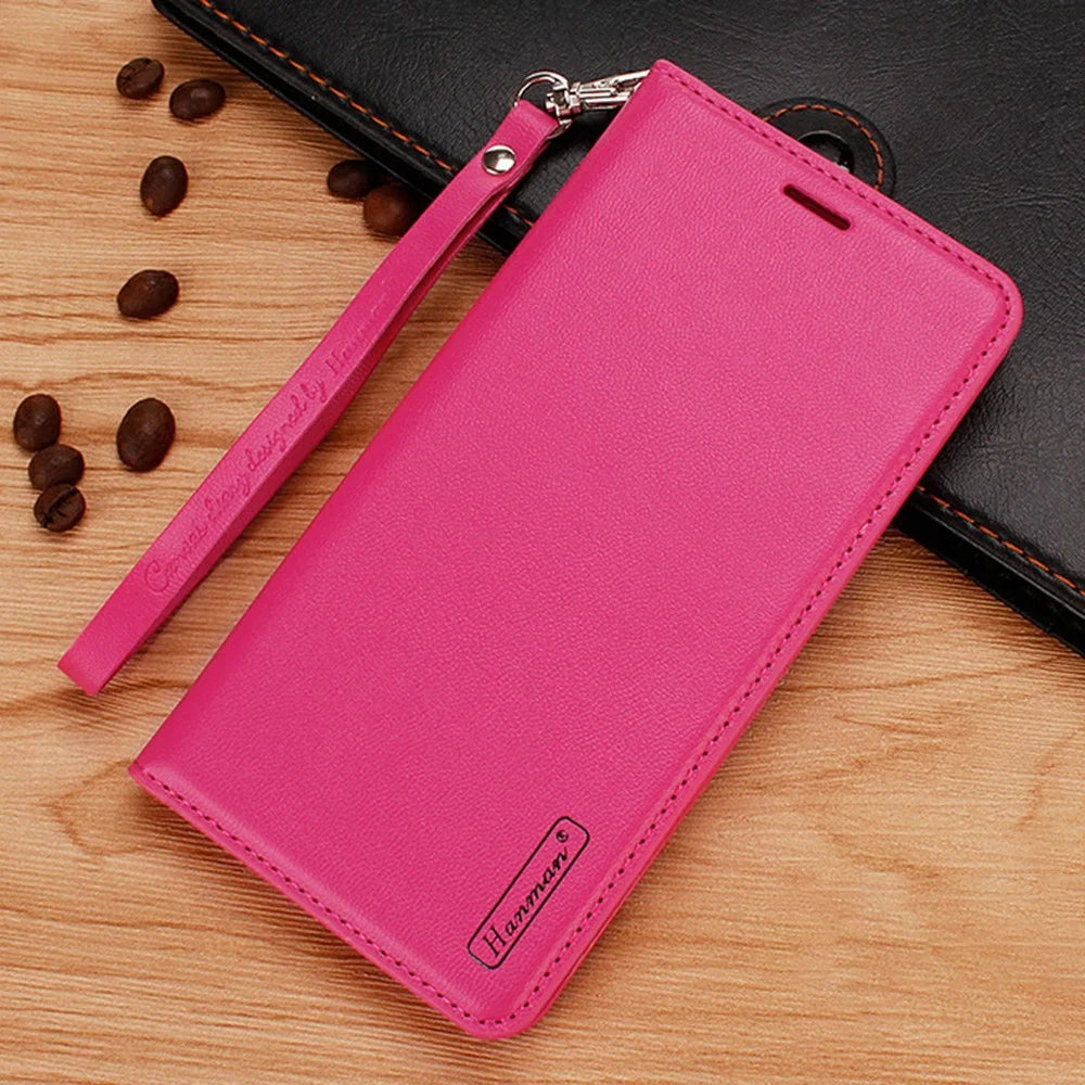 HANMAN Minuo Series for Samsung Galaxy A52s 5G / A52 5G / 4G Anti-scratch PU Leather Case Folio Flip Stand Wallet Phone Cover - Rose - 4