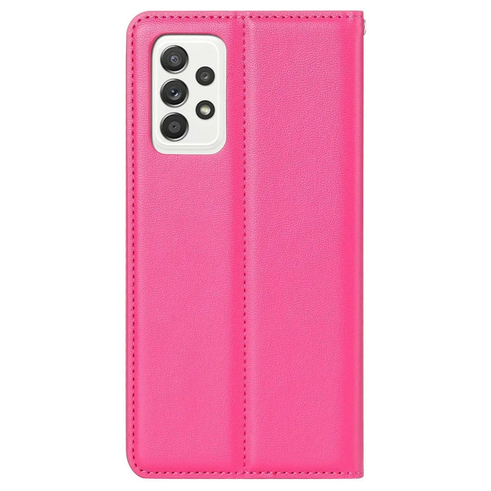 HANMAN Minuo Series for Samsung Galaxy A52s 5G / A52 5G / 4G Anti-scratch PU Leather Case Folio Flip Stand Wallet Phone Cover - Rose - 6