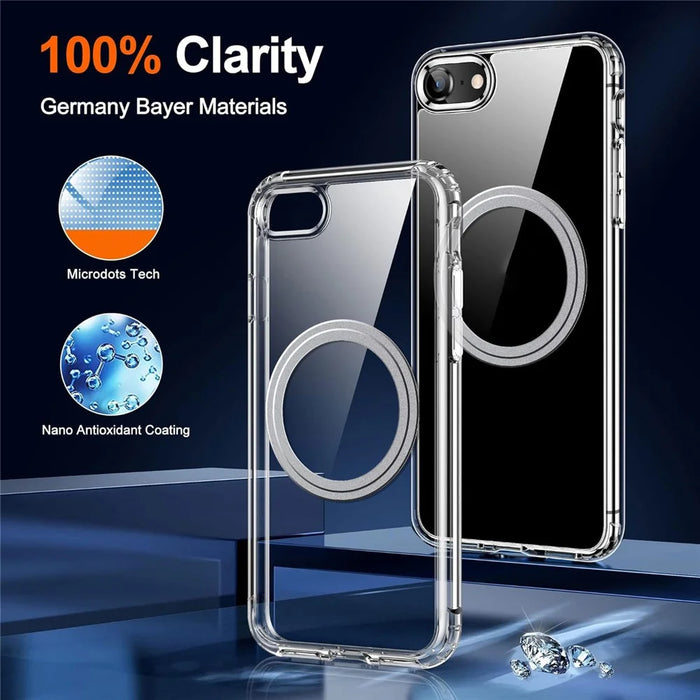 For iPhone 17e / 16e Magnetic Case TPU+PC Clear Phone Back Cover - 2