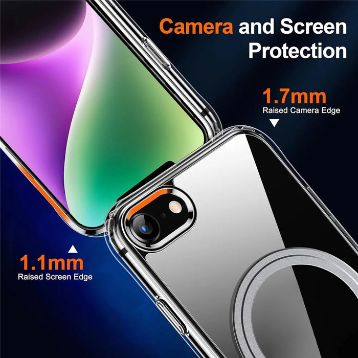 For iPhone 17e / 16e Magnetic Case TPU+PC Clear Phone Back Cover - 6