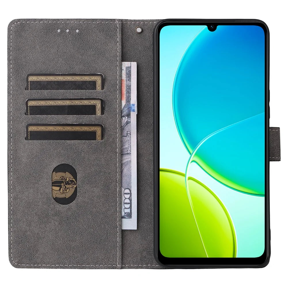 For vivo Y04 4G / Y29s 5G Case Wallet RFID Blocking PU Leather Cover Viewing Stand - Black - 2