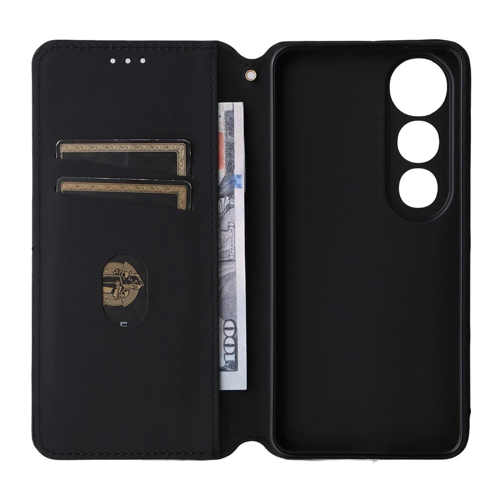 For vivo V50 Lite 4G / 5G Case Wallet Rhombus Imprinted Leather Phone Cover - Black - 3
