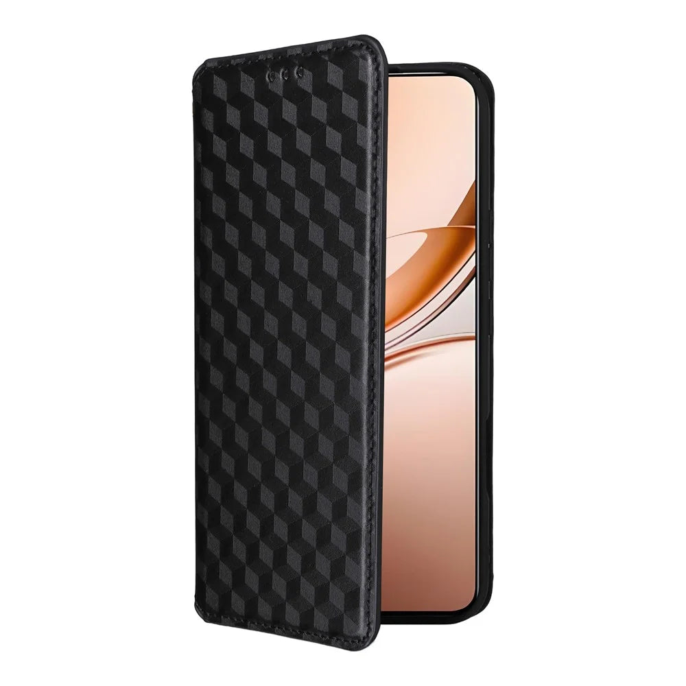 For vivo V50 Lite 4G / 5G Case Wallet Rhombus Imprinted Leather Phone Cover - Black - 6