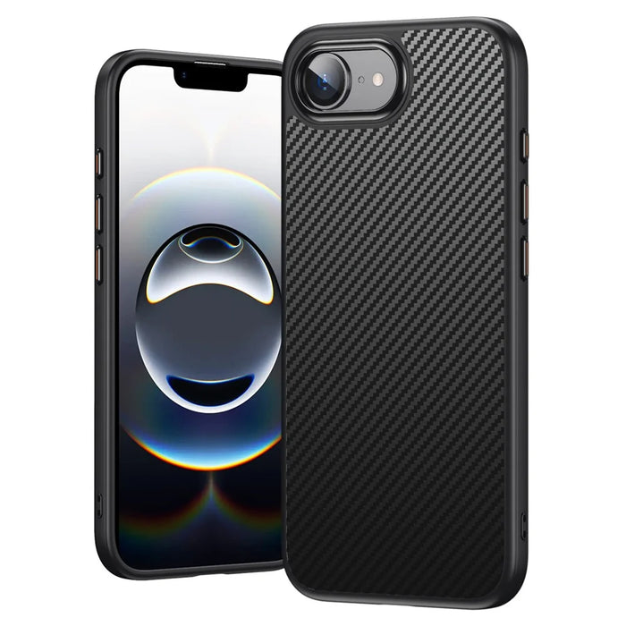 For iPhone 17e / 16e Magnetic Case Carbon Fiber Texture PC + TPU Cover - 1