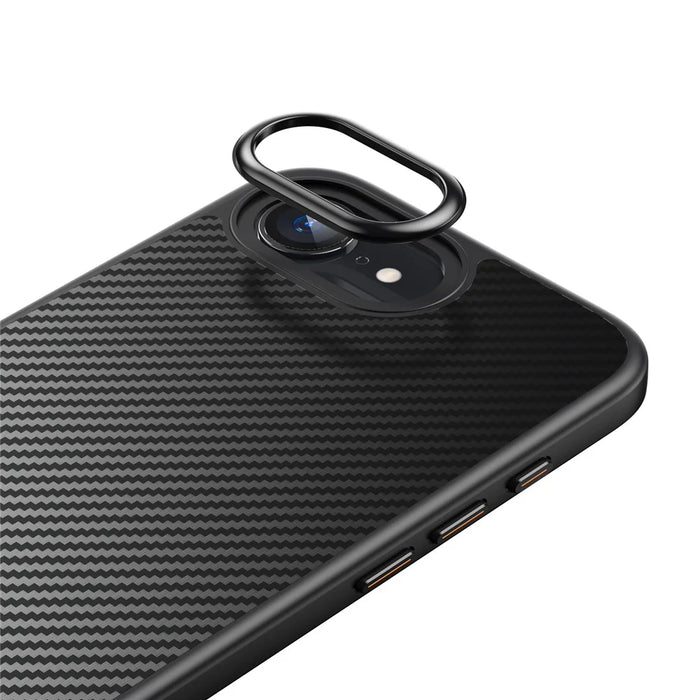 For iPhone 17e / 16e Magnetic Case Carbon Fiber Texture PC + TPU Cover - 3