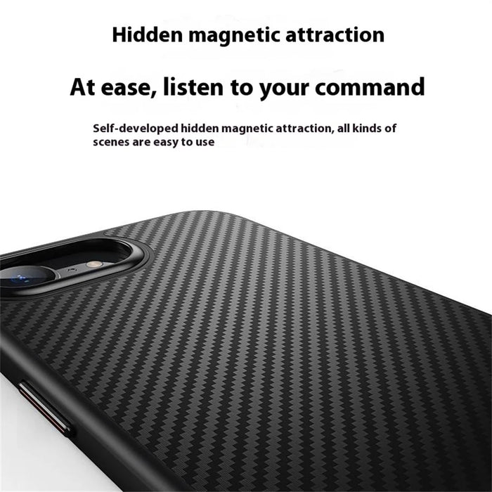 For iPhone 17e / 16e Magnetic Case Carbon Fiber Texture PC + TPU Cover - 6