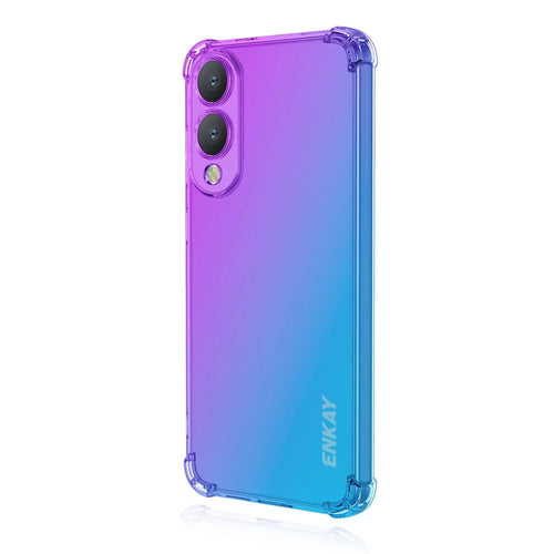 ENKAY For Samsung Galaxy S25 Edge TPU Case  Thickened Four Corner Drop-Proof Phone Back Cover - Purple / Blue - 1