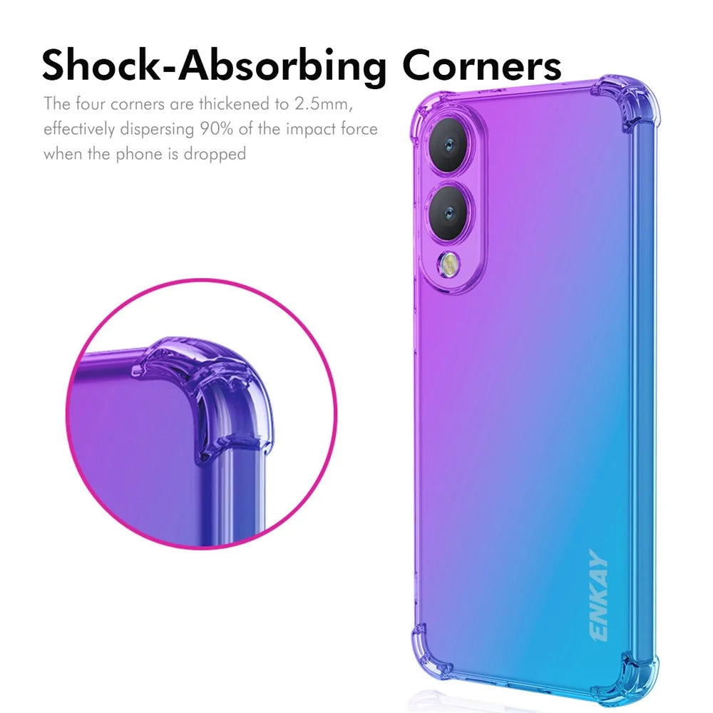 ENKAY For Samsung Galaxy S25 Edge TPU Case  Thickened Four Corner Drop-Proof Phone Back Cover - Purple / Blue - 2
