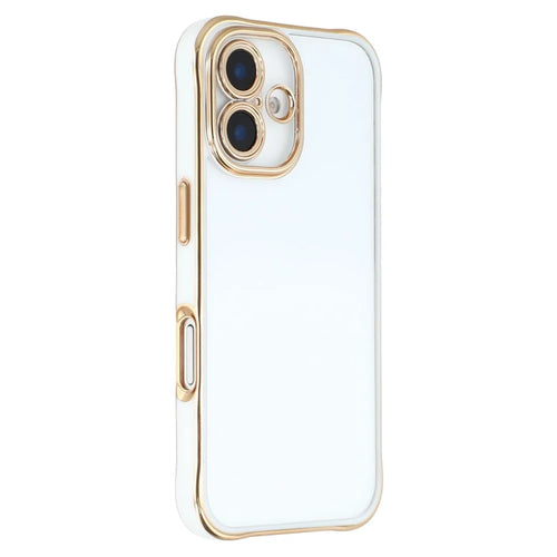 For iPhone 16 Electroplated Case 2.0mm Thick Acrylic TPU Hybrid Shockproof Phone Cover - White - 1