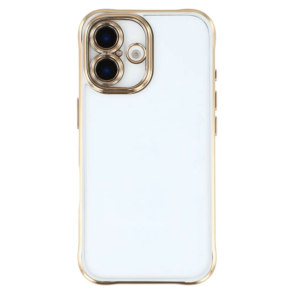 For iPhone 16 Electroplated Case 2.0mm Thick Acrylic TPU Hybrid Shockproof Phone Cover - White - 3