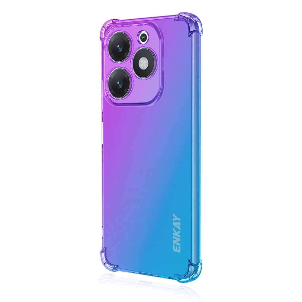 ENKAY For TECNO Spark Go 2024 4G / TECNO Spark 20 TPU Case  Thickened Four Corner Drop-proof Phone Back Cover - Purple / Blue - 1