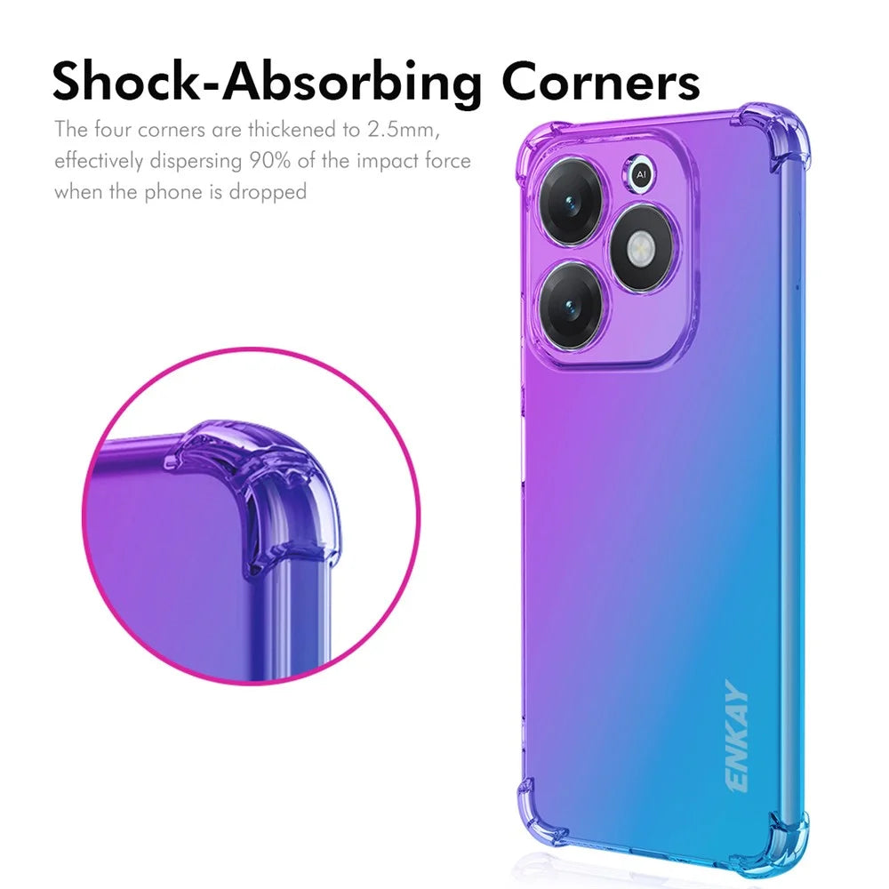 ENKAY For TECNO Spark Go 2024 4G / TECNO Spark 20 TPU Case  Thickened Four Corner Drop-proof Phone Back Cover - Purple / Blue - 2