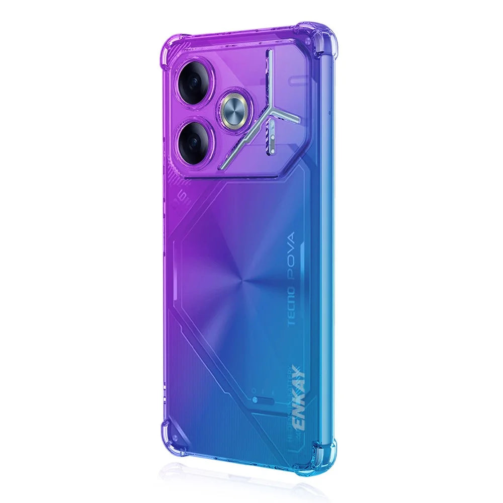 ENKAY For TECNO Pova 6 5G TPU Case  Thickened Four Corner Drop-proof Phone Back Cover - Purple / Blue - 1
