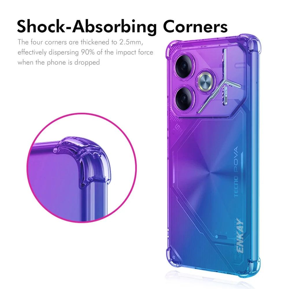 ENKAY For TECNO Pova 6 5G TPU Case  Thickened Four Corner Drop-proof Phone Back Cover - Purple / Blue - 2