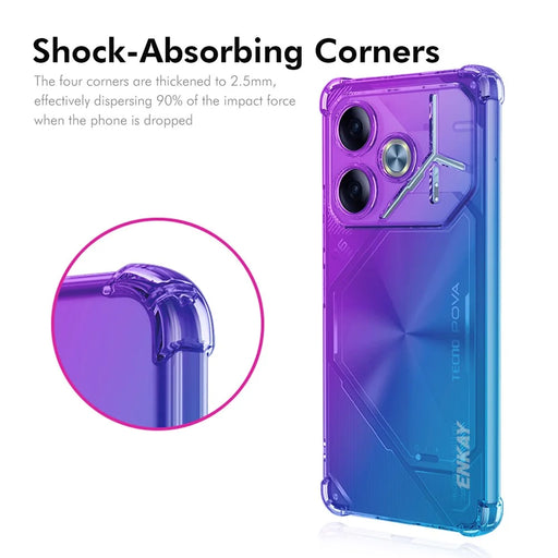 ENKAY For TECNO Pova 6 5G TPU Case  Thickened Four Corner Drop-proof Phone Back Cover - Purple / Blue - 2