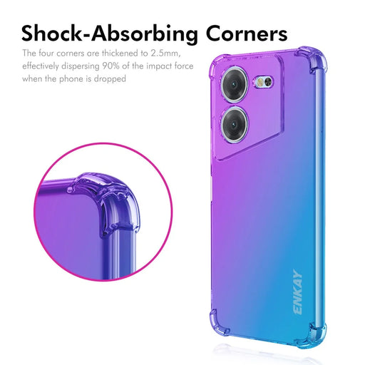 ENKAY For TECNO Pova 5 4G TPU Case  Thickened Four Corner Drop-proof Phone Back Cover - Purple / Blue - 2