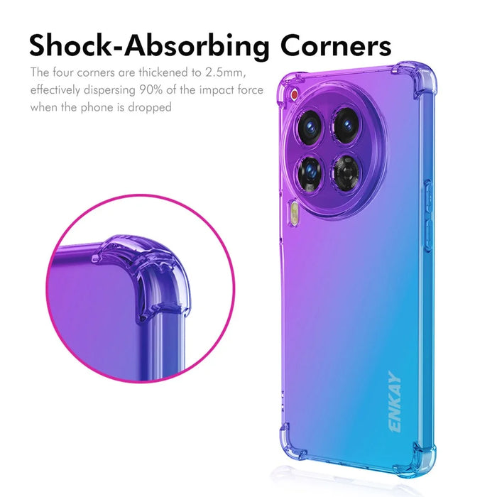 ENKAY For TECNO Camon 30 Premier 5G TPU Case  Thickened Four Corner Drop-proof Phone Back Cover - Purple / Blue - 2