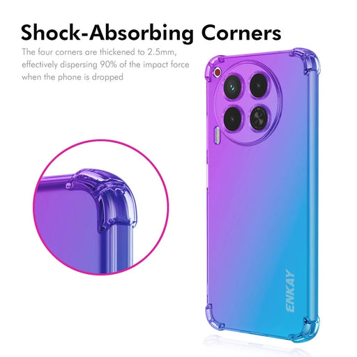ENKAY For TECNO Camon 30 4G TPU Case  Thickened Four Corner Drop-proof Phone Back Cover - Purple / Blue - 2