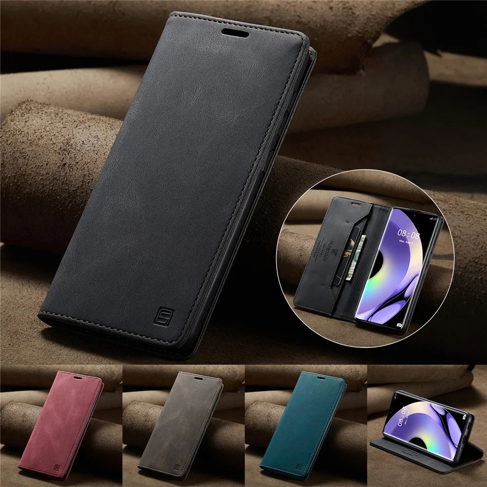 AUTSPACE For Realme 10 Pro+ 5G Wallet Case  A01 Leather Stand Cover with RFID Blocking Card Holder - Black - 4