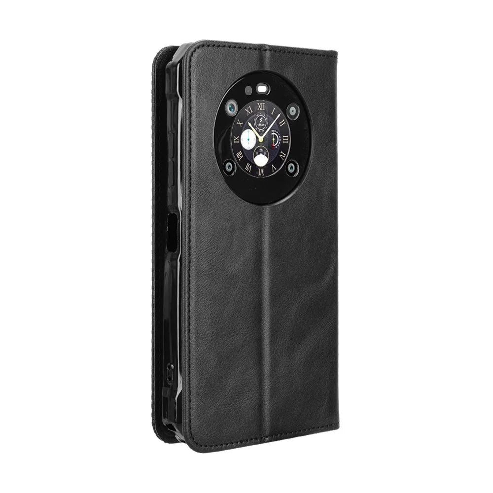 For FOSSiBOT F109 5G Retro PU Leather Case Phone Wallet Stand Cover - Black - 7