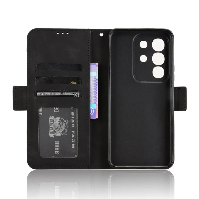 For vivo Y29 4G Leather Case Phone Wallet Cover with Multiple Card Slots - Black - 5