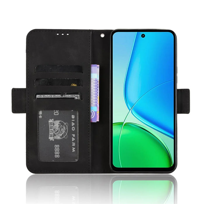 For vivo Y29 4G Leather Case Phone Wallet Cover with Multiple Card Slots - Black - 6