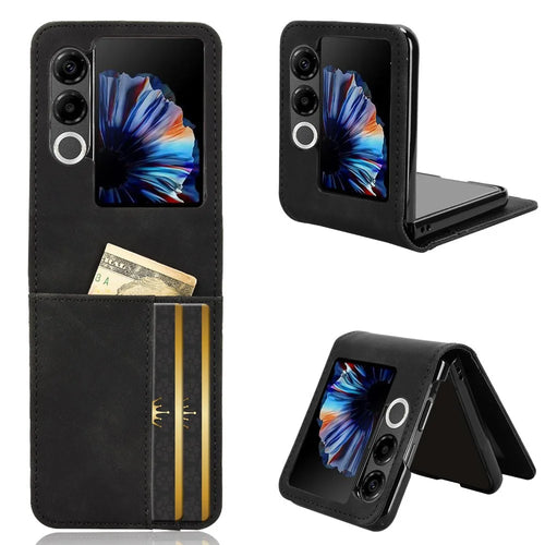 For ZTE nubia Flip2 5G Leather Case Phone Wallet Cover with Multiple Card Slots - Black - 1