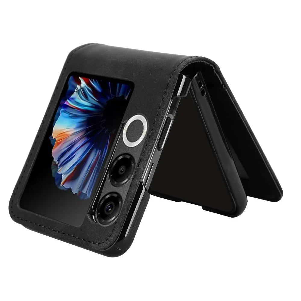 For ZTE nubia Flip2 5G Leather Case Phone Wallet Cover with Multiple Card Slots - Black - 6
