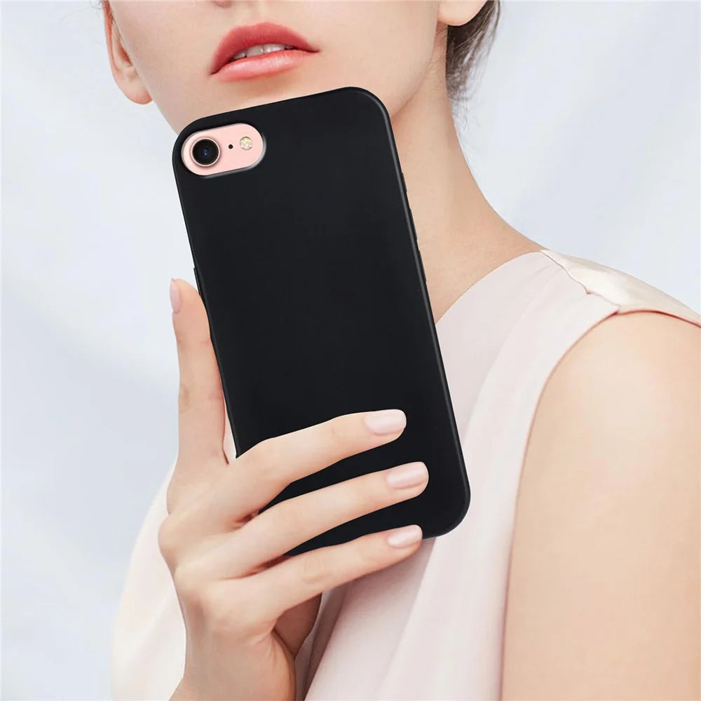 For iPhone 17e / 16e TPU Case Soft Matte Anti-fingerprint Phone Back Cover - Black - 3