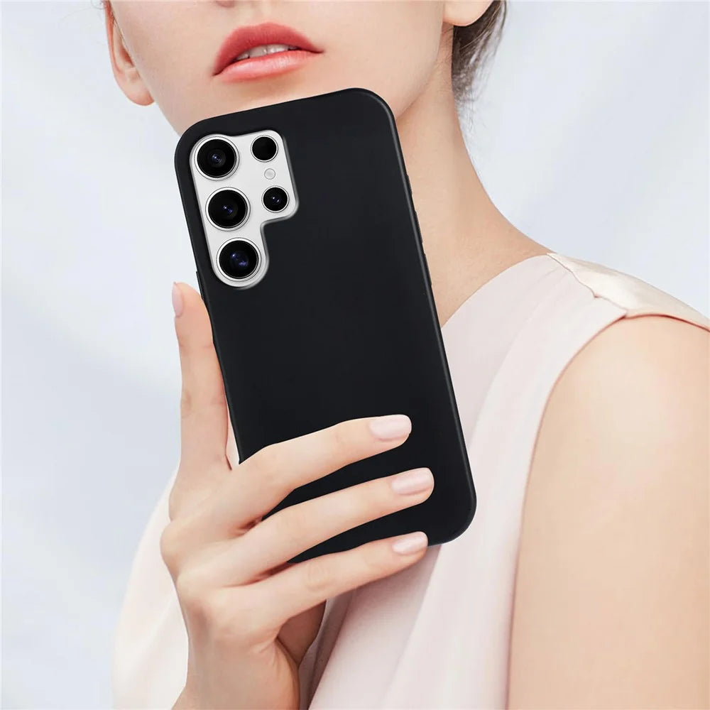 For Samsung Galaxy S25 Ultra TPU Case Soft Matte Anti-fingerprint Phone Back Cover - Black - 3