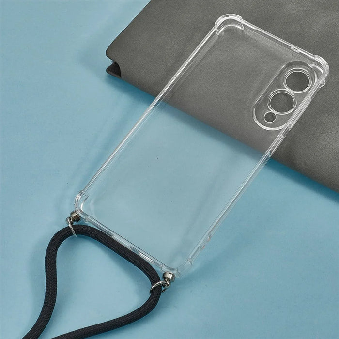 For Samsung Galaxy S25 Edge Case Reinforced Corner TPU Clear Phone Cover with Lanyard - 4