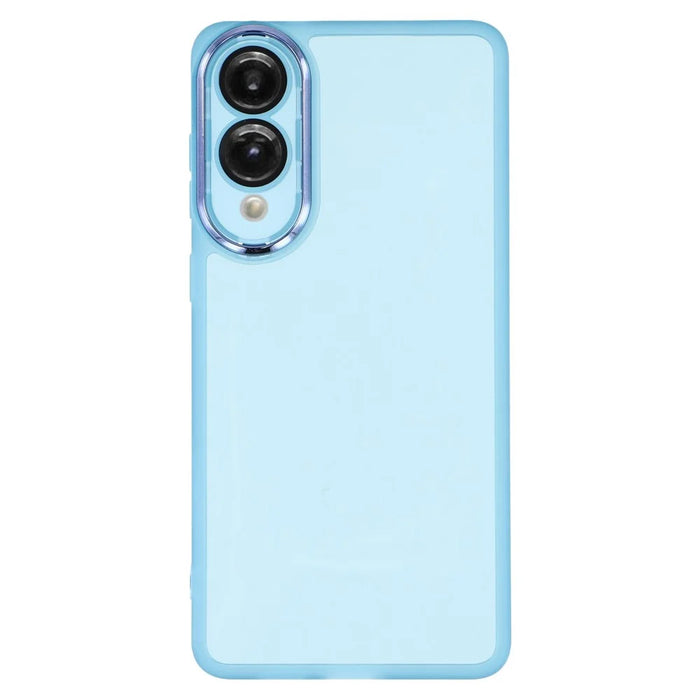 For Samsung Galaxy S25 Edge Case Electroplated Camera Frame TPU Phone Cover - Transparent Blue - 1